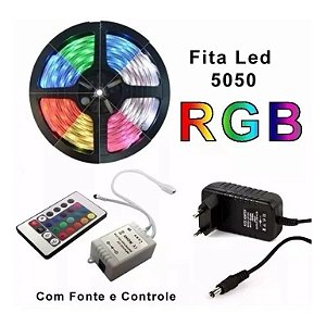 Fita Led Ultra Rgb 5050 Rolo 5m 16 Cores Colorida 300 Leds Aprova D'agua Sanca Residencial Silicone Dupla Face Ip65 Várias Cores