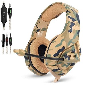 Fone De Ouvido Gamer Onikuma K1-b Camouflage Yellow Soldier k1b ps4 ps5 pc xbox-one