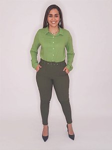 Calça de alfaiataria em Bengaline  com cinto