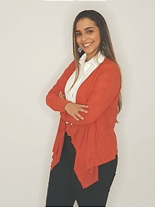 Cardigã em suede punho largo, elegante, com cinto forrado