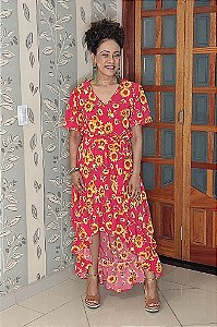 Lindo Vestido Midi Mullet em Sedinha com babado