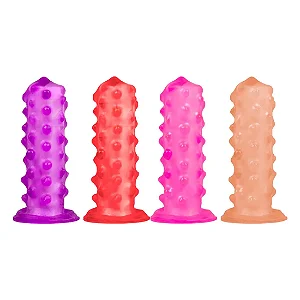 Capa de Dedo em Silicone com Saliências Massageadoras Pau Brasil