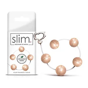 Colar Tailandês com 5 bolas em Metal- 2,4CM Rose Linha Slim Sexy Fantasy