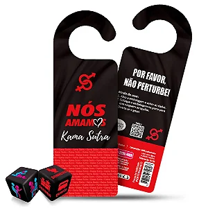 Nós Amamos Par de Dados Kama Sutra Hétero e Aviso de Porta Diversão ao Cubo