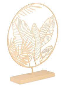 Escultura Folhagem Marfim em metal