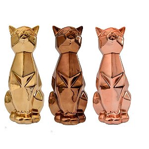 Estatueta Gato metalizada