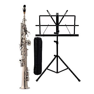 Kit Saxofone Soprano (Bb) Eagle SP 502 N Estante Com Case