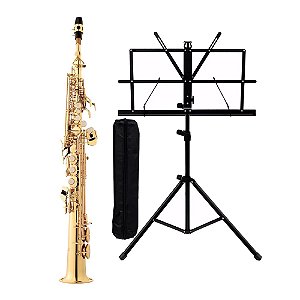 Kit Saxofone Soprano Eagle SP502 Estante Para Partitura e Case