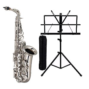 Kit Sax Alto Eagle SA 500N Estante Para Partitura Com Case