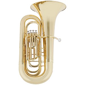 Tuba 4/4 c/ 4 pistos Schieffer em Si Bemol c/ corpo Laqueado (dourado) e case super luxo - S991-L