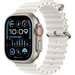 Apple Watch Ultra 2 49mm, Celular + GPS Caixa Titânio, Pulseira Oceano Branca - Apple