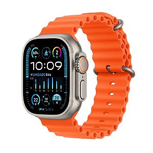 Apple Watch Ultra 2 49mm, Celular + GPS Caixa Titânio, Pulseira Oceano Laranja - Apple
