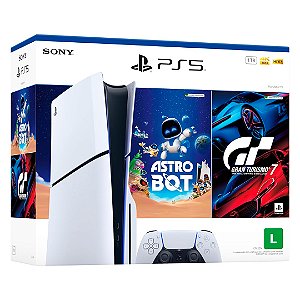 Console Playstation 5 Slim SSD 1TB, Com 2 Jogos Astro Bot e Gran Turismo 7, Versão com Leitor - PS5 Slim Sony
