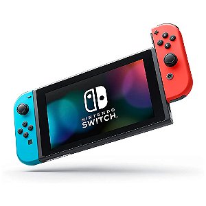 Console Nintendo Switch V2, Destravado com Cartão de Memória 256gb (Seminovo) - Neon