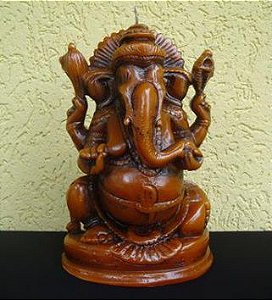 Vela artesanal Ganesha com pintura envelhecida