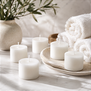 Caixa com 16 velas decorativas ou flutuantes 5 x 3,5 cm.