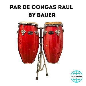 PAR DE CONGA e TUMBADORA RAUL/BAUER COM SUPORTE SEMINOVA