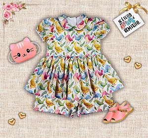 Conjunto "Maria" - Vestido e short - 3 meses a 2 anos