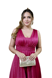 Vestido de festa fucsia longo para madrinhas de casamento