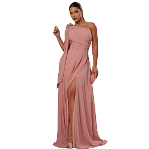 Vestido Rosê Longo Madrinha e Vestido de Festa Rosê Sem Brilho
