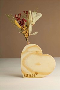 Vaso Coração com Arranjo Amor