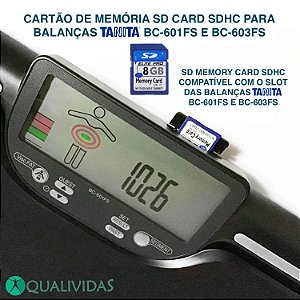 Cartão de memória SD Card SDHC para balança Tanita BC 601 FS e BC 603 FS