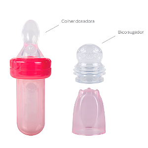 Kit Porta-frutinha e Colher Dosadora Rosa - Buba