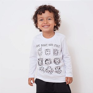 Camiseta Manga Longa Leãozinho - Branca