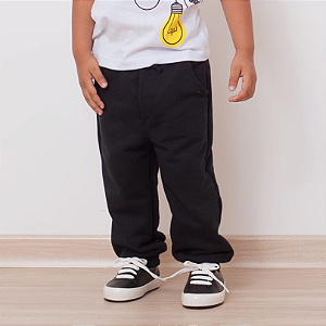 Calça Moletom com Punho - Preta