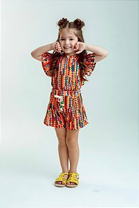 Conjunto Canelado Comfy: Blusinha + Short-Saia