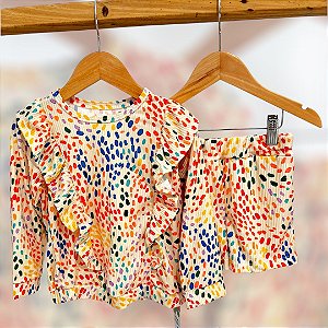 Conjunto Canelado Comfy: Blusa Manga Longa + Shortinho