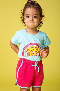 Conjunto T-Shirt + Short Moletinho - Arco-Íris
