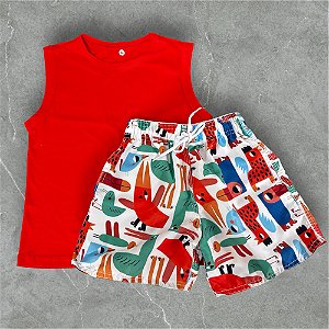 Conjunto Regata + Short Tactel - Pássaros