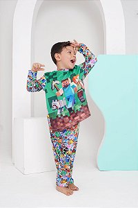 Pijama Manga Longa + Calça - Minecraft