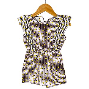 Macaquinho Magenta em Cotton Limãozinho