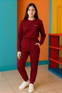 Conjunto moleton juvenil feminino marsala
