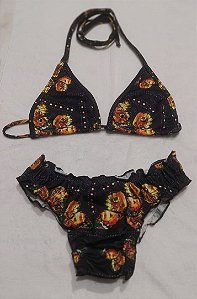 Biquini frufru cortininha infantil 8/9 anos