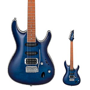 Guitarra Super Strato Ibanez SA360NQM Sapphire Blue com tampo em