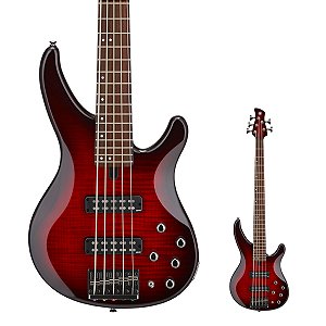 Baixo 5 cordas Yamaha TRBX605FM Dark Red Burst - Estilo e Potência