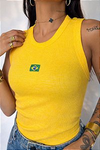 Regata canelada em ribana bandeira do Brasil