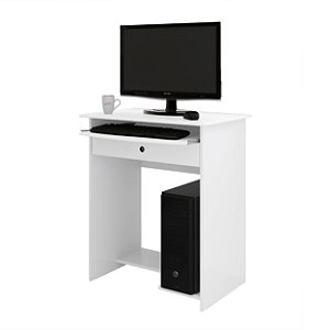 Mesa de computador escrivaninha com 1 gaveta barata simples branco