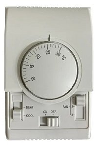 Termostato Ambiente Mecânico Quente E Frio 3 Velocidades De Ventilação 10°c A 30°c 220v