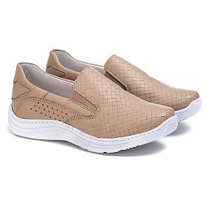 Sapato Tênis Feminino Conforto Anti Stress Em Couro Legítimo