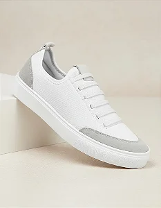 Tenis Sapatenis Branco Casual Elástico Calce Facil Dia A Dia