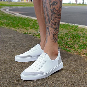 Tenis Sapatenis Branco Casual Elástico Calce Facil Dia A Dia