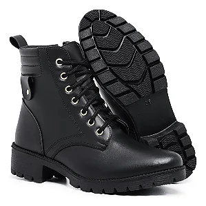 Coturno Feminino Casual Bota Cano Curto Zíper Confortável Estilosa