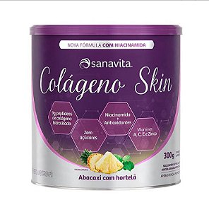 Colágeno Skin -Com Niacinamida - Abacaxi com Hortelã - 300g. Sanavita