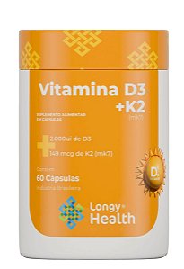 Vitamina D3 2.000 UI + K2 (mk7) 60 cápsulas - Longy Health
