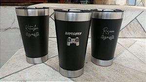 Kit 3 Copos Térmicos com Tampa e Abridor 473ml - Personalizados a Laser