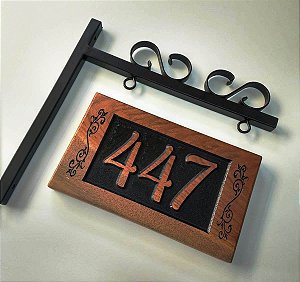 Numero Residencial com Suporte Colonial - Placa 30 x 15 cm